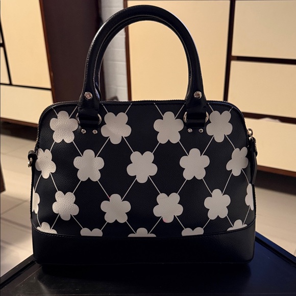 kate spade Black and White Floral Dome Satchel with Top Handles - Picture 3 of 5